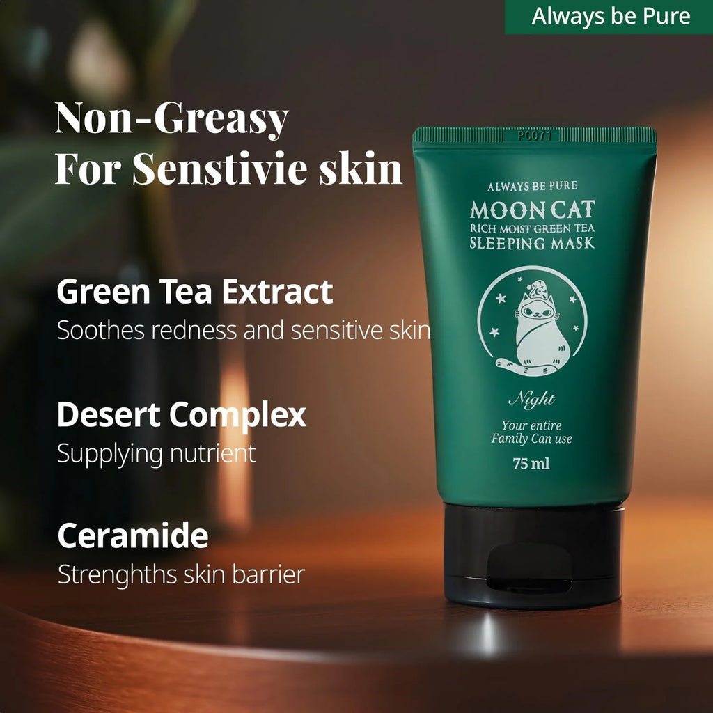 Sleeping Mask Moon Cat Real Moist Green Tea Sleeping Mask